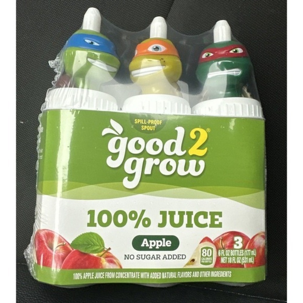 RARE Good2Grow TMNT Turtles 3 BOTTLE SET TOPPERS JUICE NEW
